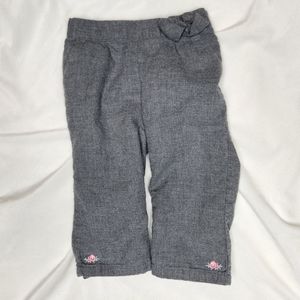 Janie & Jack 6-12 month floral embroidered bow gray pants